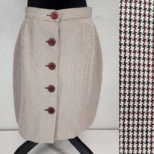Vintage Express 9/10 | Houndstooth Mini‎ Skirt Button Preppy Dark Academia Twee